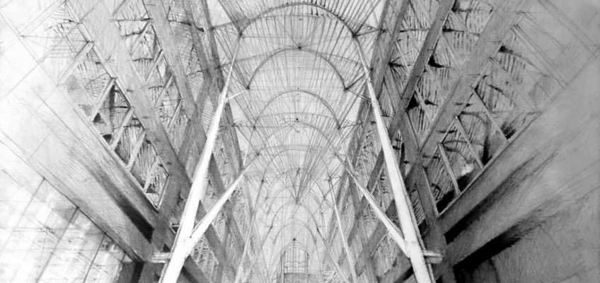 Architect Santiago Calatrava, Allen Lambert Galleria, Toronto, drawing by Klara Ostaniewicz