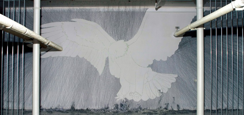 Another Soaring, Pins, Wires,Beads, Metal Threads, Stainless steel bars, by Ran Hwang 2010