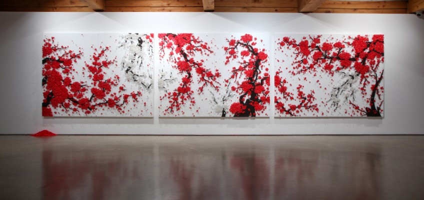 Sweet In Yean, 3 panel, Buttons, Beads, Pins, by Ran Hwang 2010